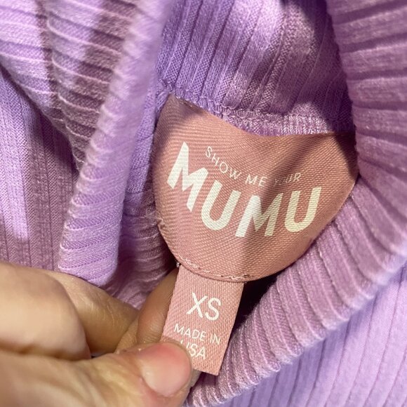 Show Me Your Mumu XS Purple Ribbed Mock Neck Long Sleeve Top - Picture 3 of 4
